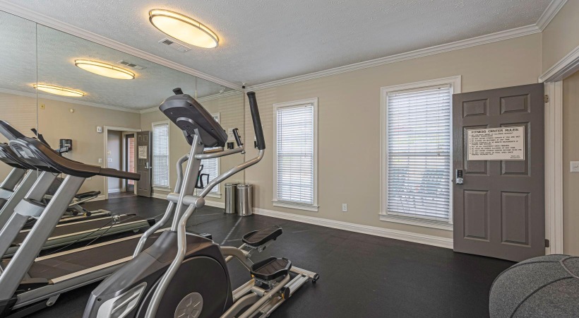 a gym with exercise equipment