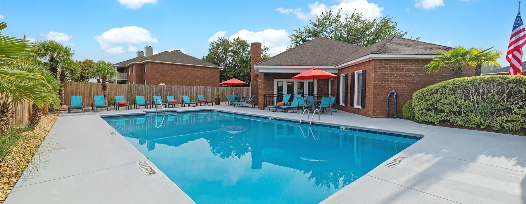 a swimming pool in a courtyard